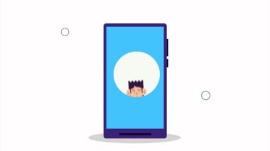 Genç adam akıllı telefon animasyonu, 4k video animasyonu