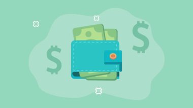 Cüzdanı fatura dolar animasyonu, 4k video animasyonu