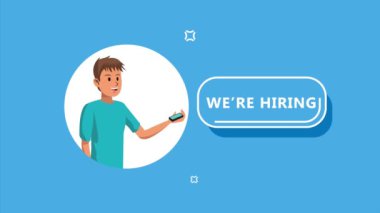 Akıllı telefon ve 4K animasyon kullanan bir adam kiralıyoruz.