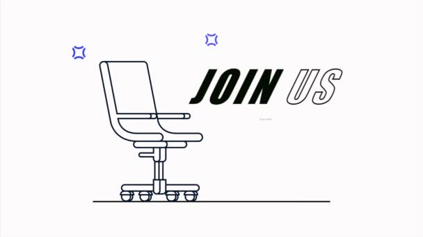 Najímáme Nápisy Kancelářskou Židlí Video Animované — Stock video