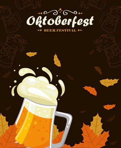 Tarjeta Letras Oktoberfest Con Cerveza — Vector de stock