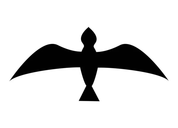 Gabbiano Uccello Volare Icona Silhouette — Vettoriale Stock