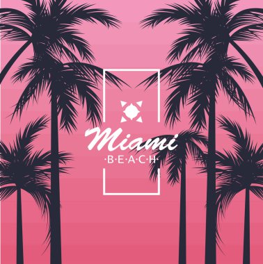 Miami plajı posta kartı sahnesi