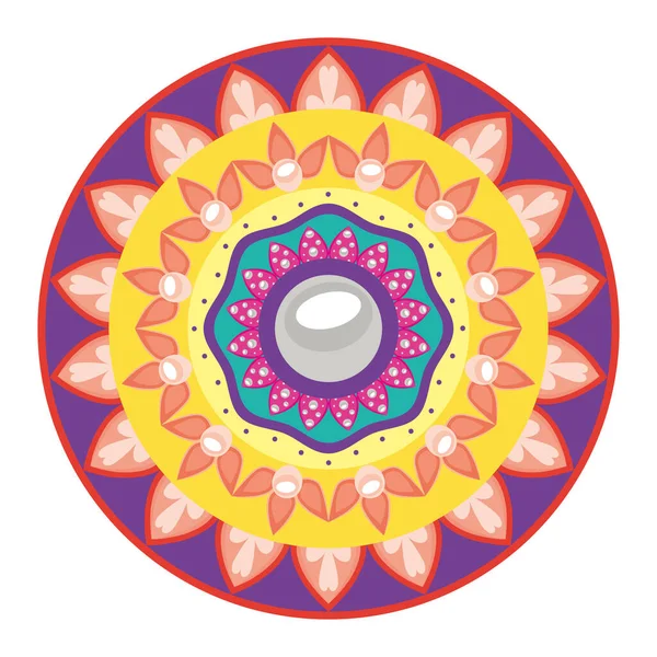 Púrpura Mandala Icono Étnico Decorativo — Archivo Imágenes Vectoriales