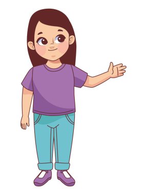 Küçük kız mutlu komik karakter.