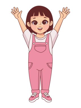 Küçük kız sevimli karakteri kutluyor