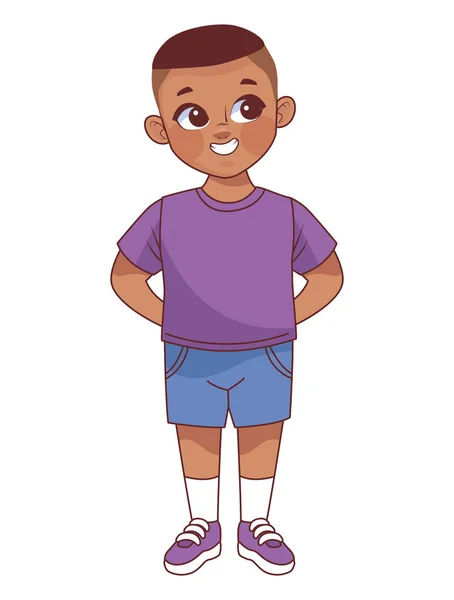 Afro Petit Garçon Personnage Mignon — Image vectorielle