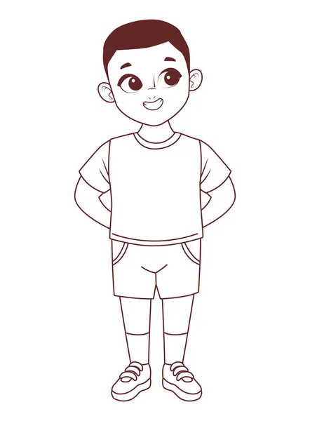 Malý Chlapec Stojící Roztomilý Charakter — Stockový vektor