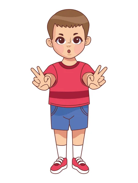 Pequeño Niño Paz Amor Carácter — Vector de stock