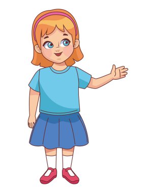 Tatlı karakterli küçük kız konuşuyor.