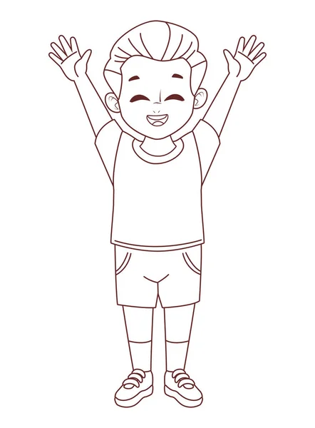 Malý Chlapec Slaví Šťastný Charakter — Stockový vektor