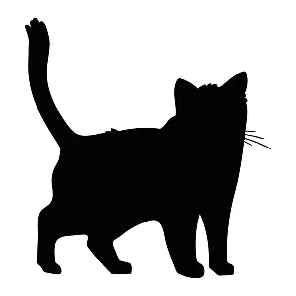 Иконка Черного Силуэта Кота — стоковый вектор