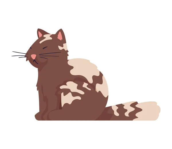茶色と白の猫のマスコット — ストックベクタ