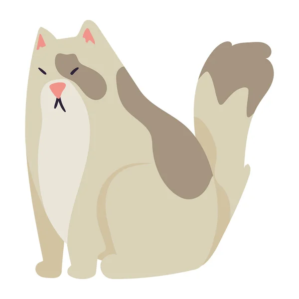かわいいベージュ猫マスコットキャラクター — ストックベクタ
