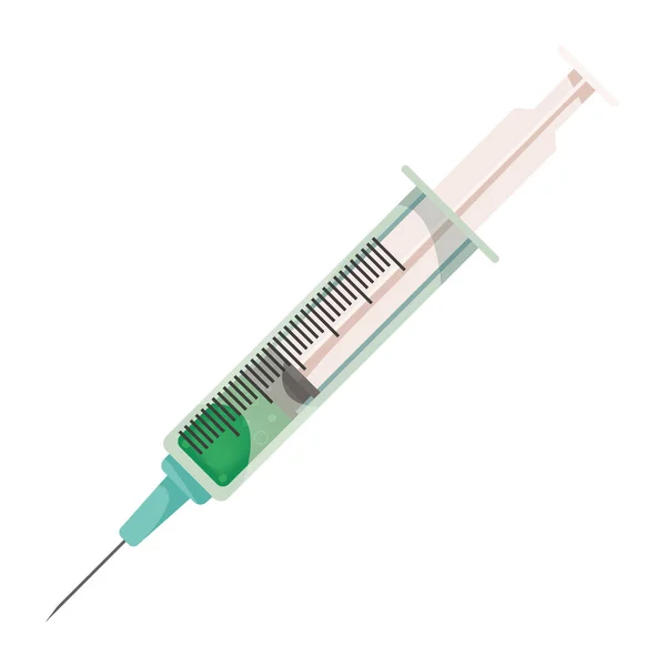 Yeşil Enjeksiyon Şırınga Aşı Simgesi — Stok Vektör