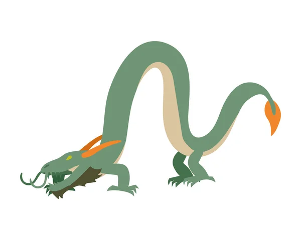Verde Dragón Mitología Animal Carácter — Vector de stock