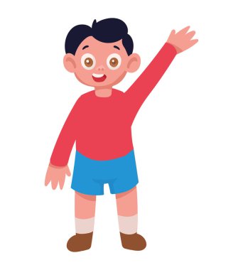 Mutlu küçük çocuk karakteri kurtarıyor.