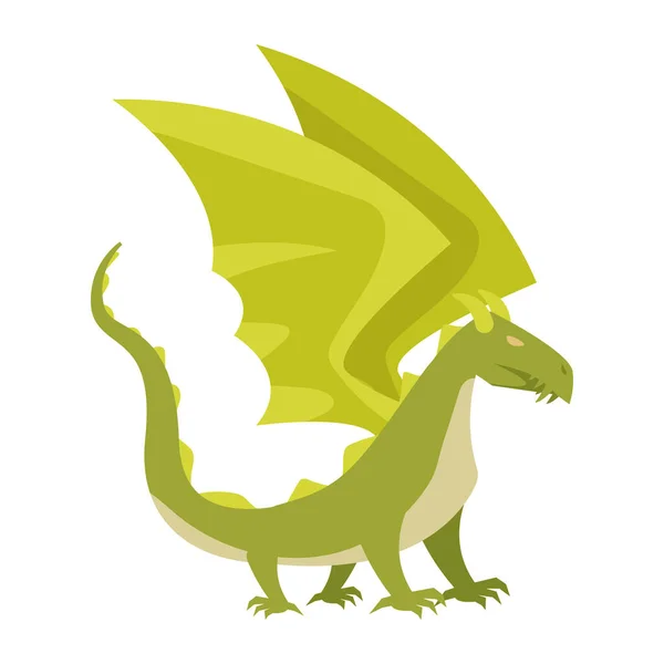 Dragón Verde Con Alas Carácter — Archivo Imágenes Vectoriales