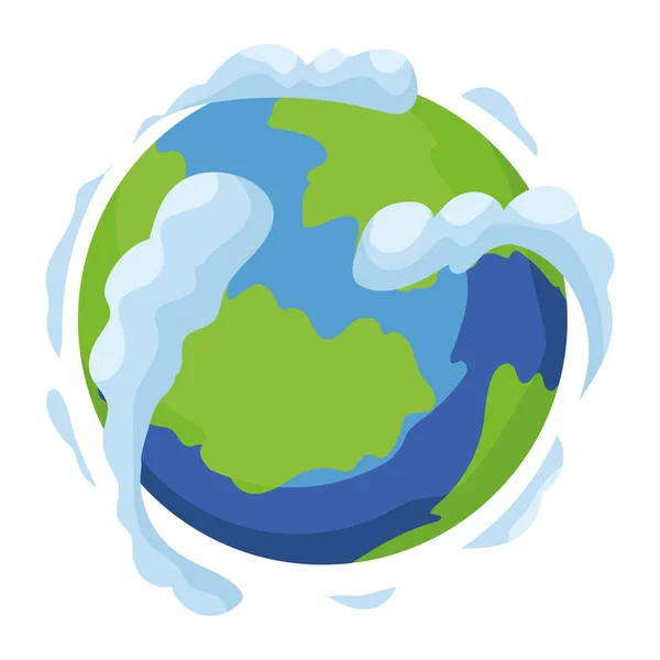 Earth Planet Clouds Icon — Stock Vector