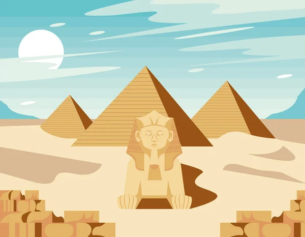 Egyptian Culture Place Sphinx Scene — Vector de stock