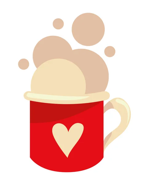 Chocolate Cup Heart Icon — Stok Vektör