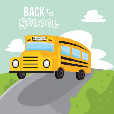 back to school lettering with bus