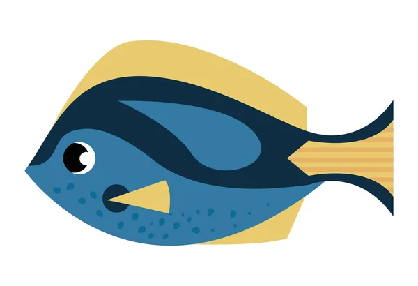 Azul Peixe Sealife Animal Criatura Ícone — Vetor de Stock