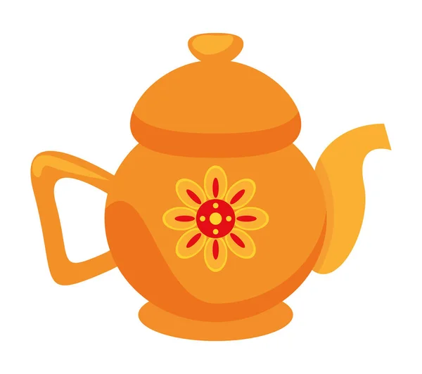Teapot Flower Autumn Utensil — Stockvector