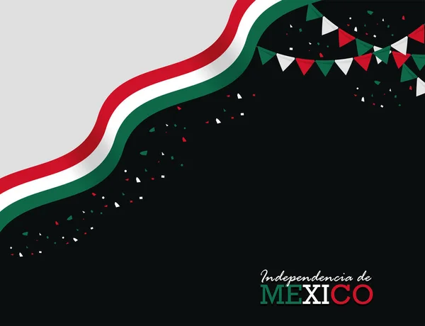 Independencia Mexico Schriftzug Plakat Mit Fahne — Stockvektor