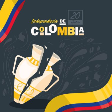 colombia independence day celebration with vase broken
