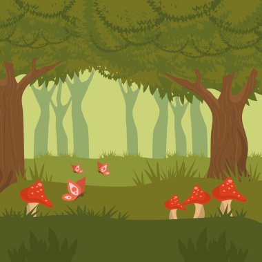 enchanted forest with trees scene