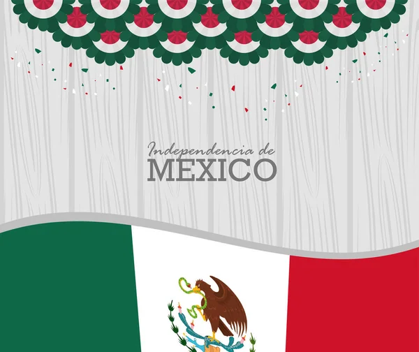 Modelo Lettering Independencia México Com Bandeira — Vetor de Stock