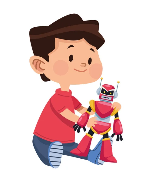 Boy Playing Robot Character — Stock Vector