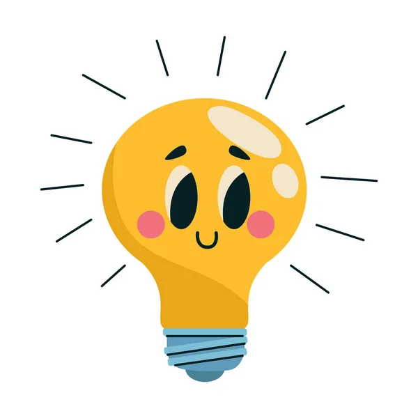 Bulb Energy Kawaii Character Icon — Stock Vector