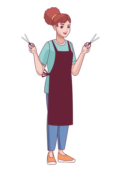 Beauty Salon Worker Scissors Character — Archivo Imágenes Vectoriales