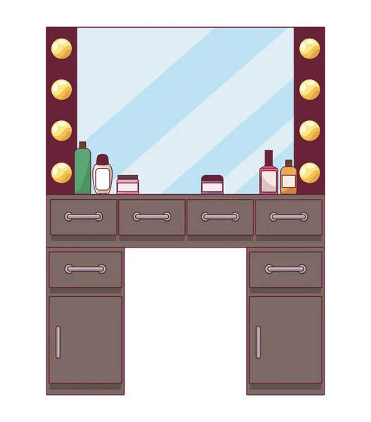 Beauty Salon Dresser Wooden Icon — Vettoriale Stock