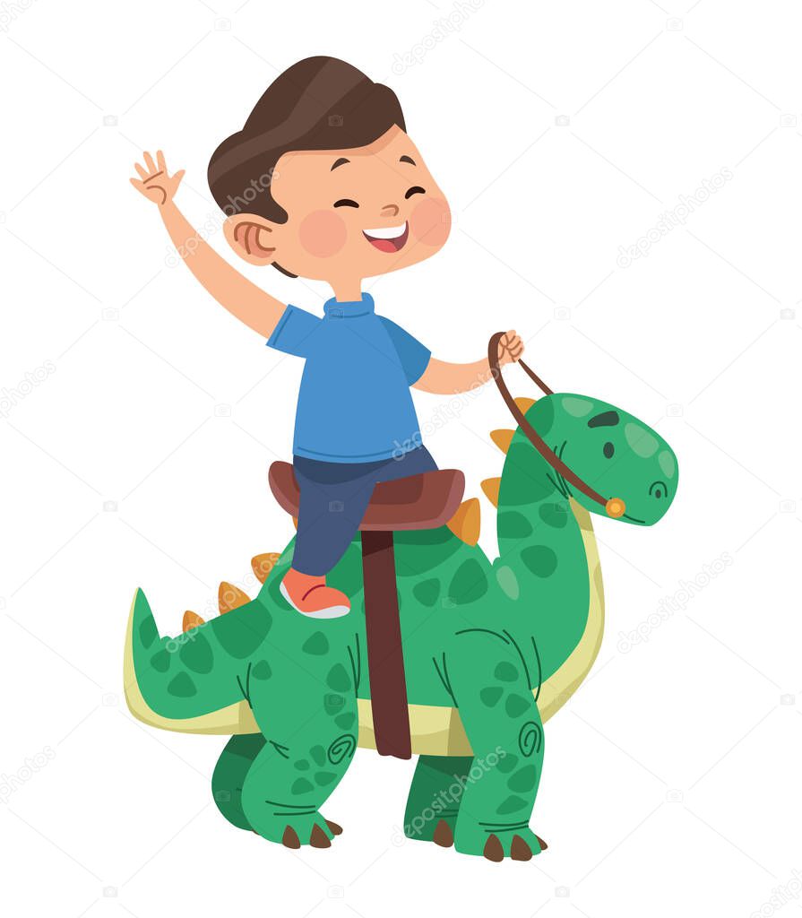 boy playing with dinosaur toy