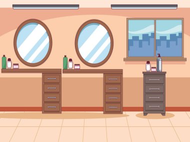 Aynalı güzellik salonu sahnesi