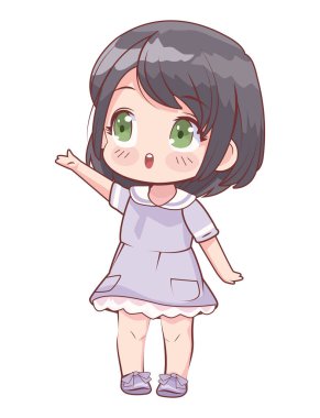 Siyah saçlı kız anime