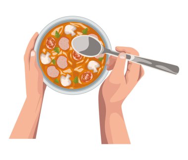 Mantar çorbalı eller