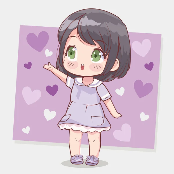 Girl Hearts Anime Poster — Stock Vector