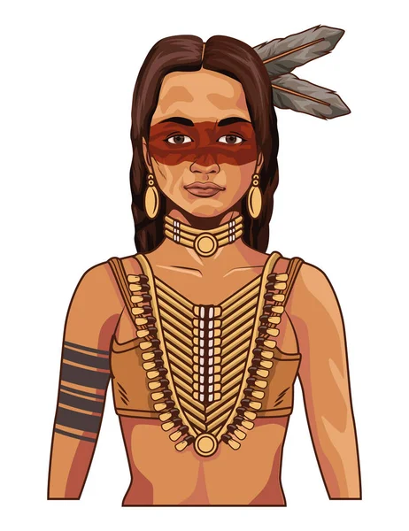 Female Native American Front Character —  Vetores de Stock