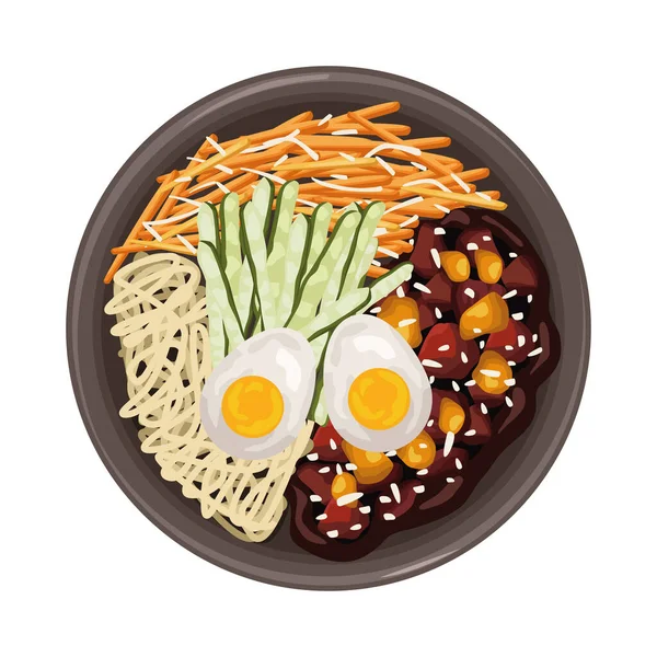 Bibimbap Japonés Comida Tradicional Icono — Vector de stock