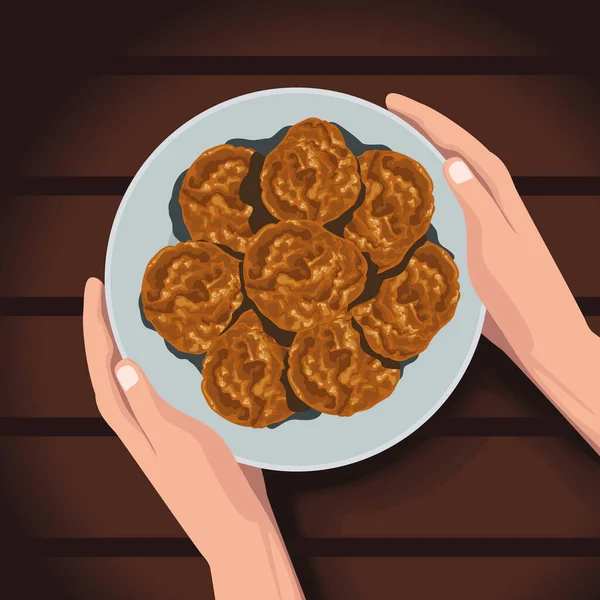 Hands Cookies Dish Food — Stockvektor
