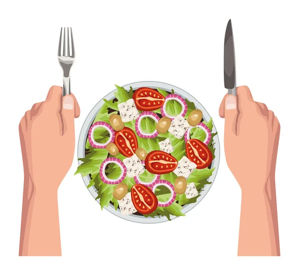 Healthy Salad Cutleries Food — ストックベクタ