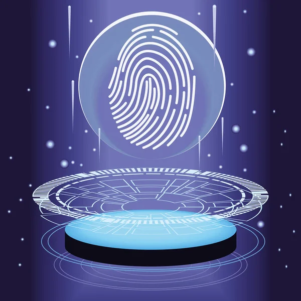Fingerprint Cyber Security Poster — 스톡 벡터