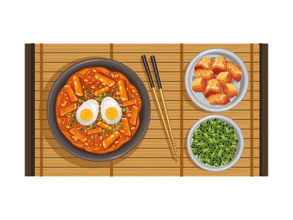 Ramen Com Comida Japonesa Airview Cena — Vetor de Stock