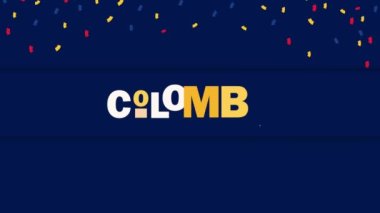 colombia country lettering with confetti , 4k video animated