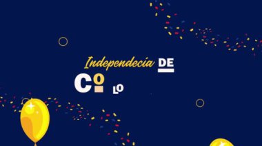 independencia de colombia celebration lettering, 4k video animated