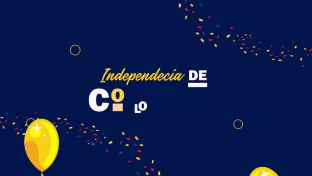 Independent Encia Colombia Celebration Lettering Video Animated — стоковое видео